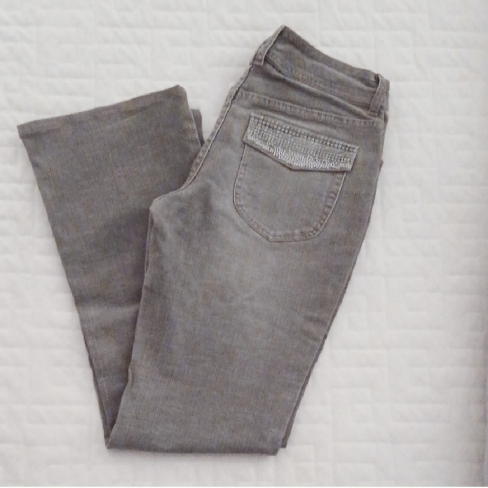 CHICO'S• Quality Gray Jeans with Spakling Studded Embellished Pockets